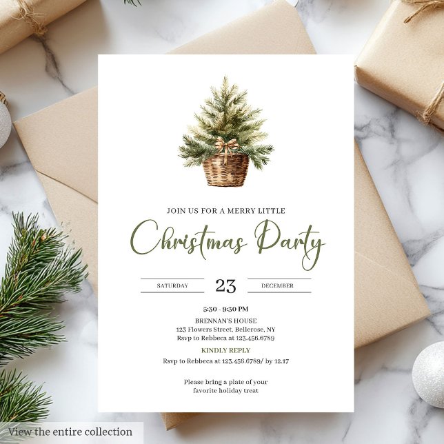 Convite Elegant Neutral Sage Light Brown Christmas Party (Elegant Neutral Sage Light Brown Christmas Party)