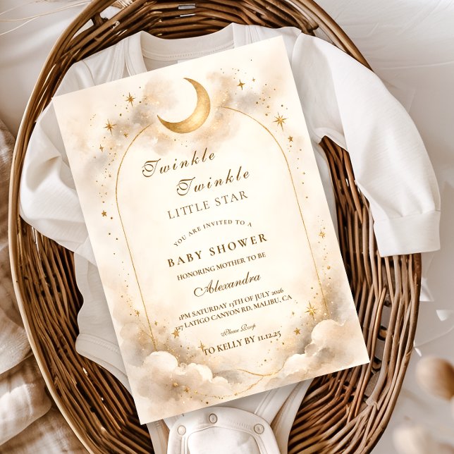 Convite Elegant Neutral Starry Baby Shower (Criador carregado)