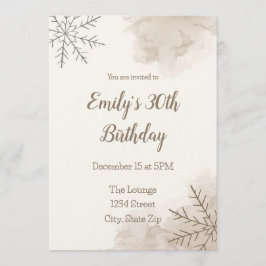 Convite Elegant Neutral Winter 30th Birthday Invitation