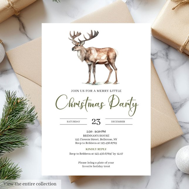 Convite Elegant Olive Beige Minimalist Christmas Party (Elegant Olive Beige Minimalist Christmas Party

)