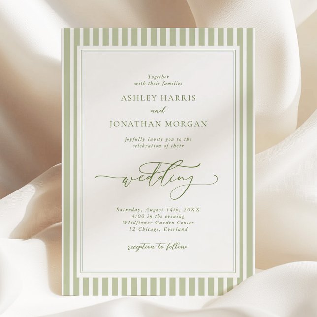 Convite Elegant Olive Green Wedding Invitation (Criador carregado)