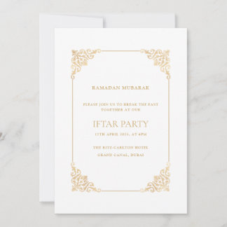 Convite Elegant Ornate Baroque Gold Script Iftar Party