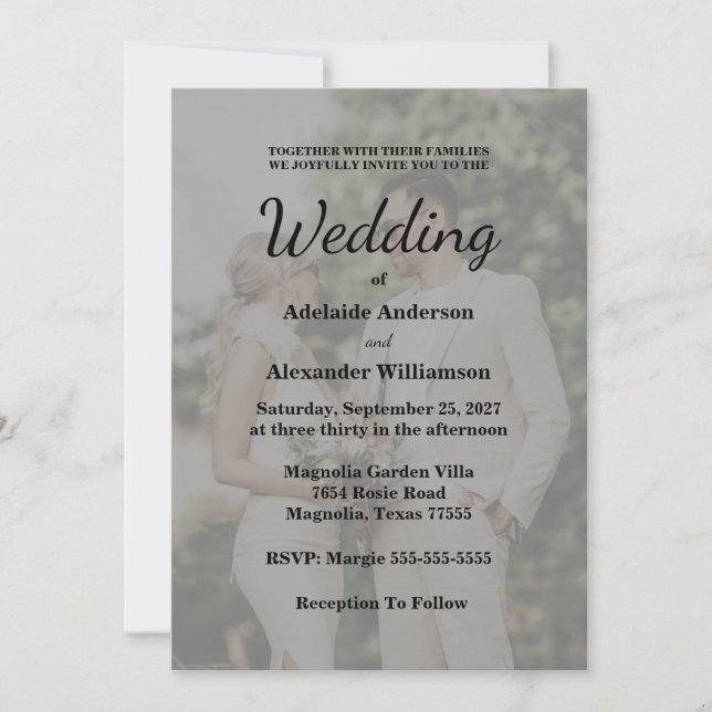 Convite Elegant Overlay Photo Wedding (Frente)