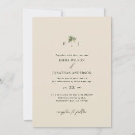 Convite Elegant Palm Tree Wedding Invitation with QR Code