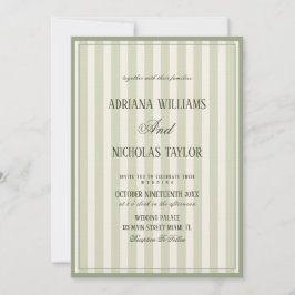 Convite Elegant Pastel Green Striped Wedding