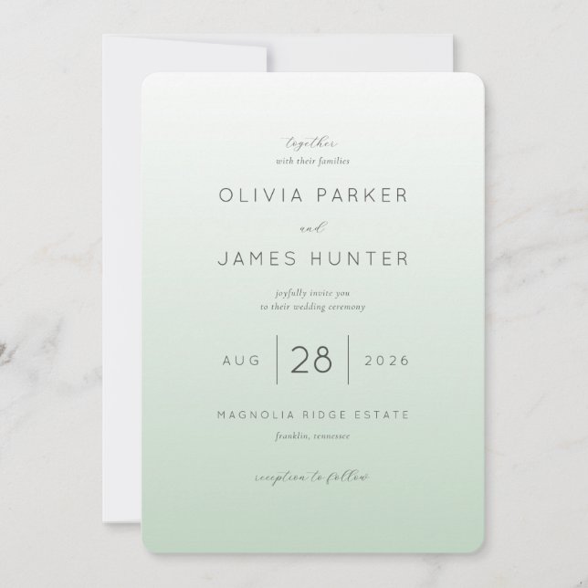 Convite Elegant Pastel Green Wedding Invitation (Frente)