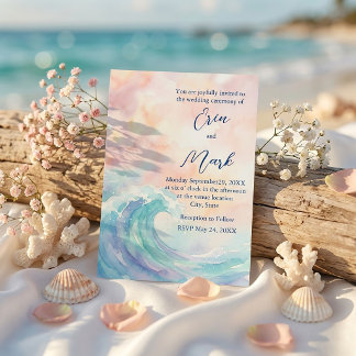 Convite Elegant Pastel Watercolor Invitation | Soft Blush 