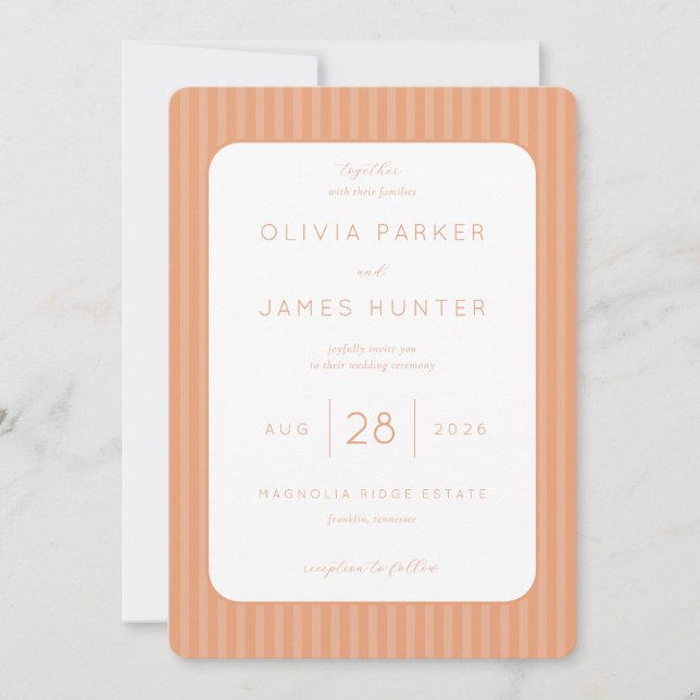 Convite Elegant Peach Minimalist Wedding Invitation (Frente)