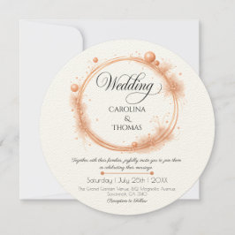 Convite Elegant Peach Sparkle Wedding Script Calligraphy