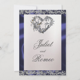 Convite Elegant Pearl, Blue Ribbon & Sparkle