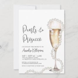 Convite Elegant Pearls & Prosecco Champagne Bridal Shower