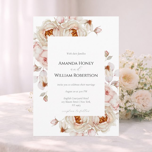 Convite Elegant Peony Garden Wedding Invitation (Criador carregado)