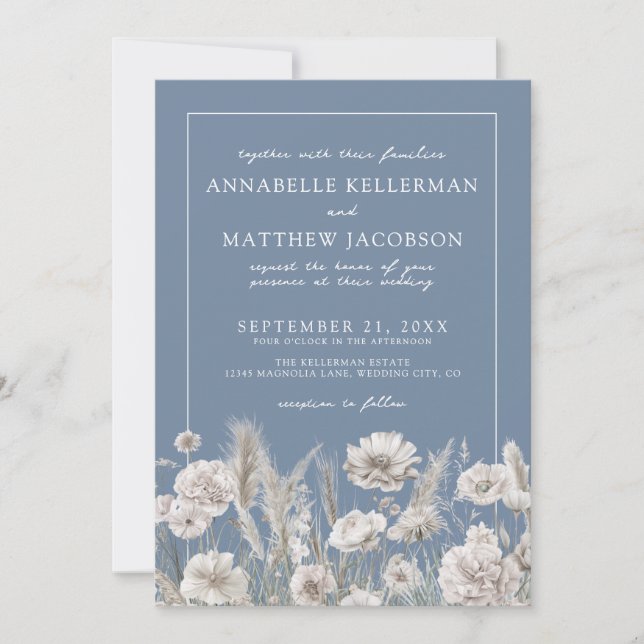 Convite Elegant Periwinkle Wildflower Wedding (Frente)