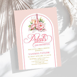 Convite Elegant petals and prosecco blush gold bridal card