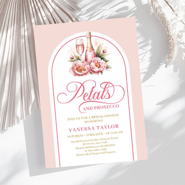 Convite Elegant petals and prosecco blush gold celebration (Elegant petals and prosecco blush gold celebration)