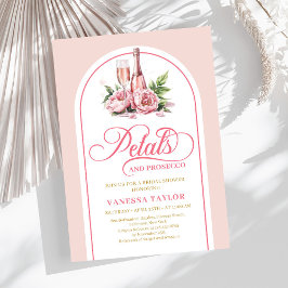 Convite Elegant petals and prosecco blush gold invitation