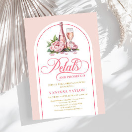 Convite Elegant petals and prosecco bridal blush gold