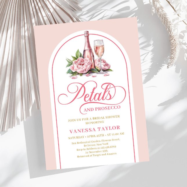Convite Elegant petals and prosecco bridal blush gold (Elegant petals and prosecco bridal blush gold Invitation)