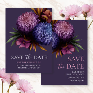 Convite Elegant Photo Dahlia Wedding Save the Dates