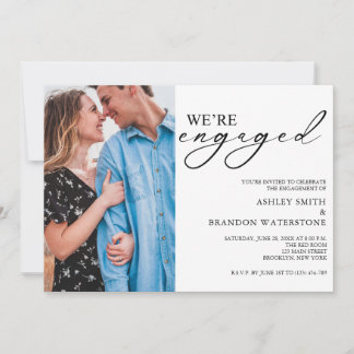 Convite Elegant Photo Engagement Party Invitation