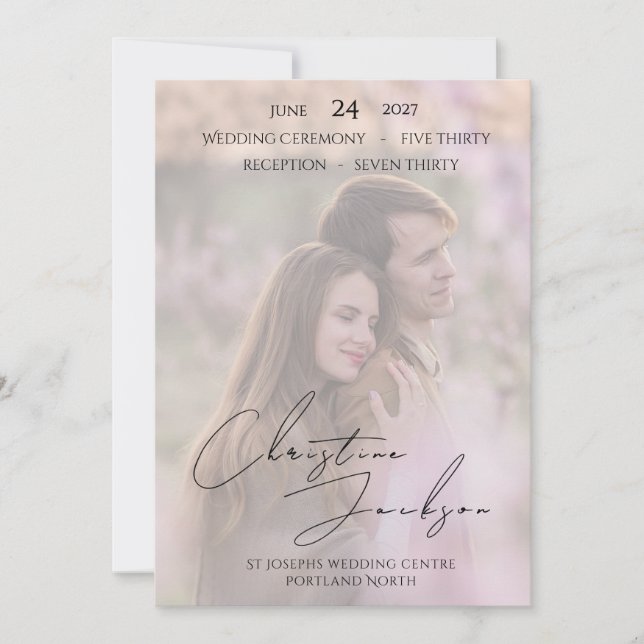 Convite Elegant Photo Modern Script Typography Wedding (Frente)