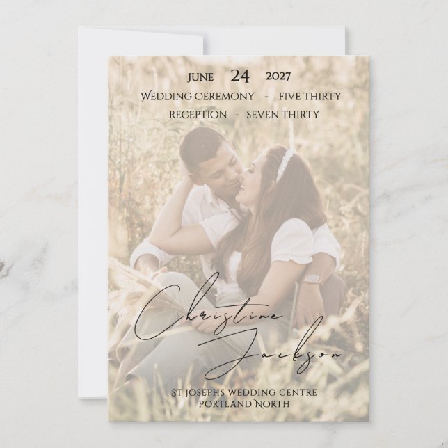 Convite Elegant Photo Modern Script Typography Wedding (Frente)