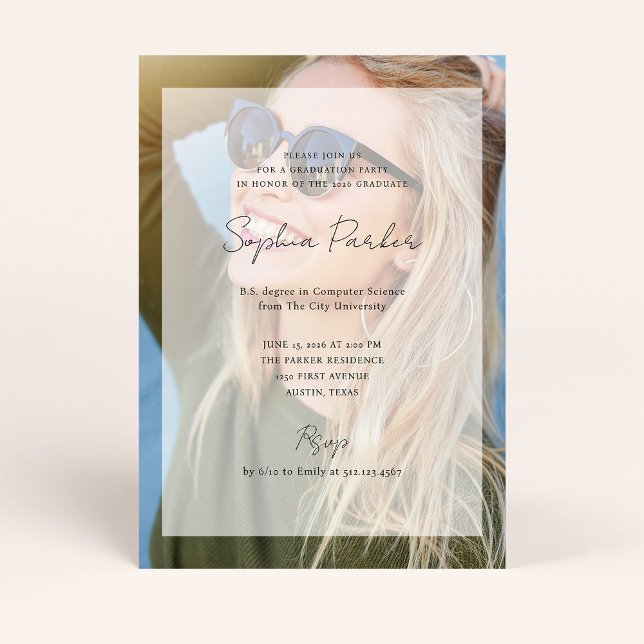 Convite Elegant Photo Overlay | Graduation Party (Criador carregado)