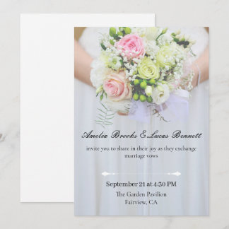 Convite Elegant Photo Wedding Invitation Card