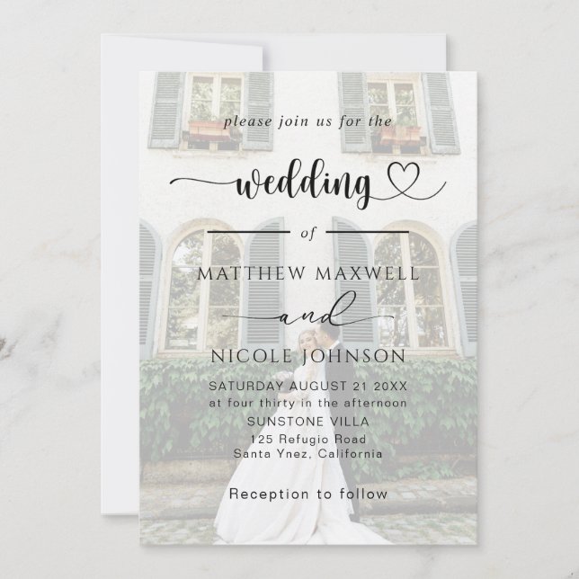 Convite Elegant Photo Wedding Invitation Customizable (Frente)