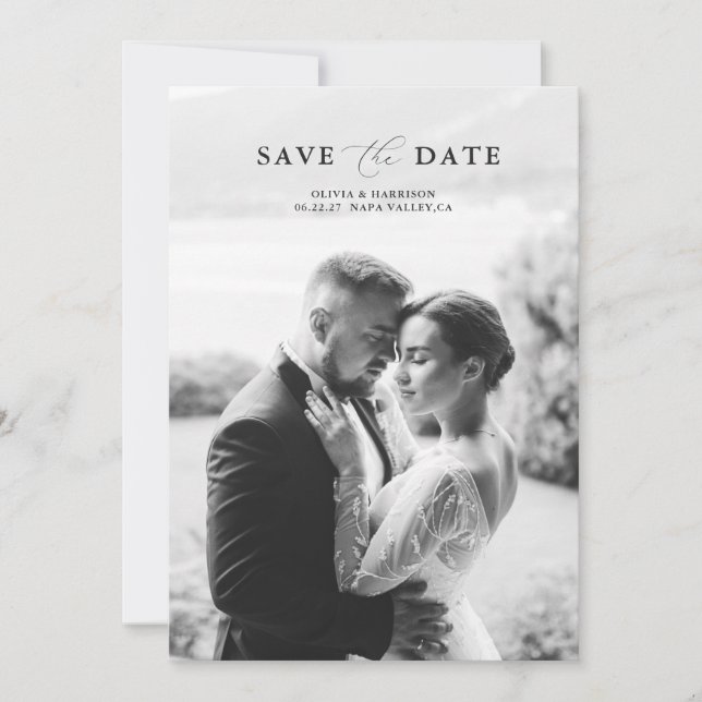 Convite Elegant Photo Wedding Save the Date (Frente)