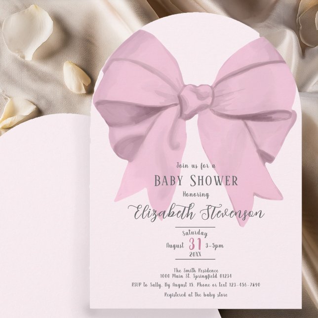 Convite Elegant Pink Bow Girly Baby Shower Arch (Criador carregado)