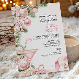 Convite Elegant Pink Christmas Girls Night Invitation 