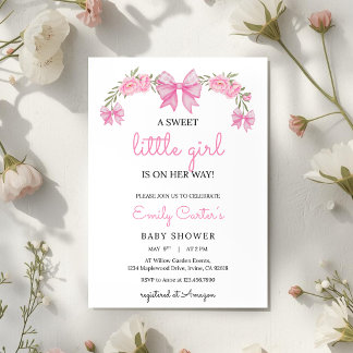 Convite Elegant Pink Floral Baby Shower Invitation