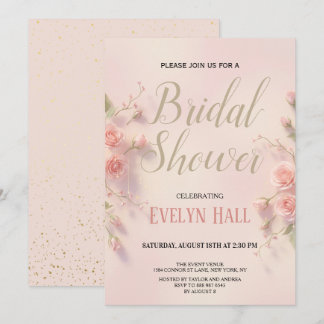 Convite Elegant Pink Floral Bachelorette Party
