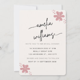 Convite Elegant Pink Floral Bridal Shower Invitation - Cus