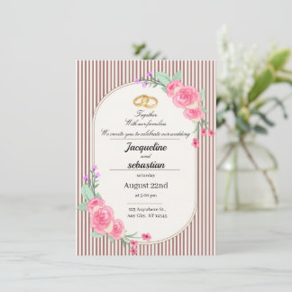 Convite Elegant Pink Floral Wedding