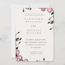 Convite Elegant Pink Floral Wedding Invitation - Customiza
