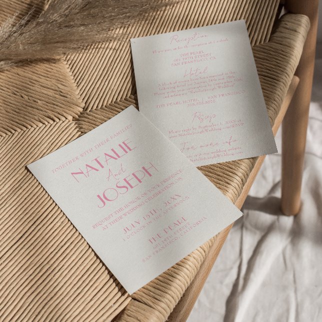 Convite Elegant Pink Orange Stylish All In One Wedding (Criador carregado)