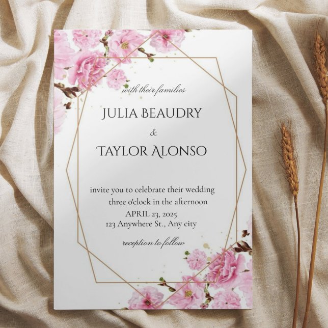 Convite Elegant Pink Rose Wedding Invite (Criador carregado)