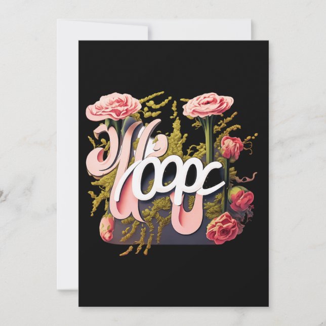 Convite Elegant Pink Roses Hope Typography (Frente)