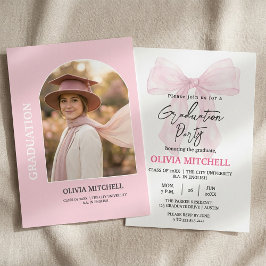 Convite Elegant Pink Watercolor Graduation Party