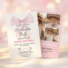 Convite Elegant Pink Watercolor Graduation Party