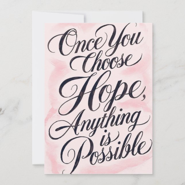 Convite Elegant Pink Watercolor Hope & Possibility Inspira (Frente)