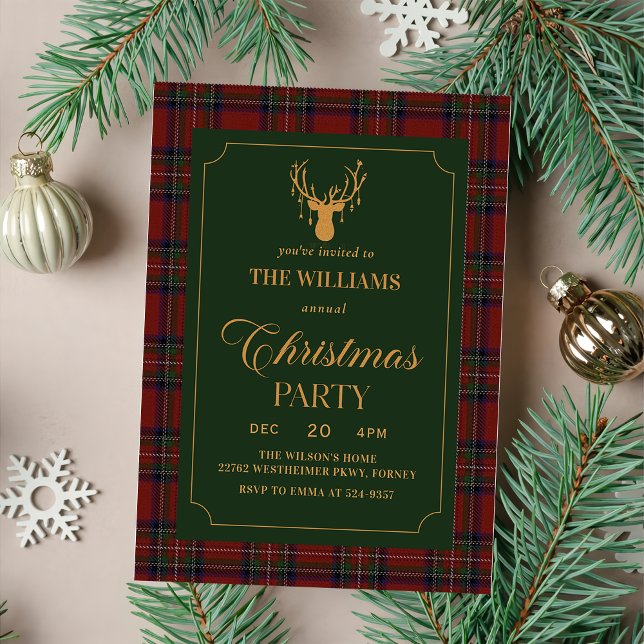Convite Elegant Plaid Christmas Party Invitation (Criador carregado)