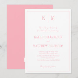 Convite Elegant Powder Pink Monogram Wedding