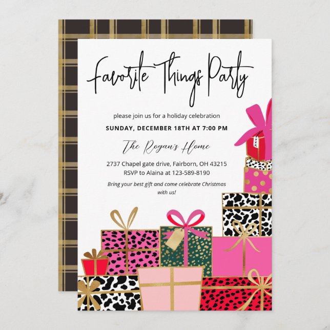 Convite Elegant Presents Favorite Things Party Holiday  In (Frente/Verso)
