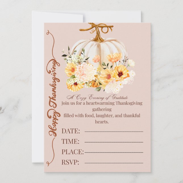 Convite Elegant Pumpkin Fall Floral Invitation (Frente)