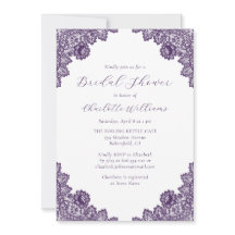 Elegant Purple Floral Lace Burlap Bridal Shower