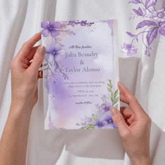 Convite Elegant Purple Rose Wedding Invite