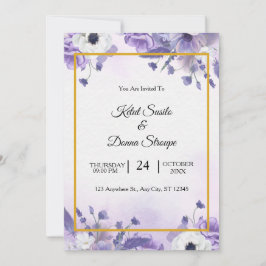 Convite Elegant Purple Watercolor wedding
